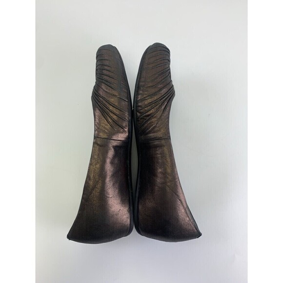 Earthies Vanya Copper Metallic Ballet Flat Ruched Leather Slip On Womens 9.5 - Picture 10 of 12